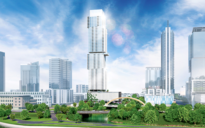 363-Unit Jenga Tower Tops Out