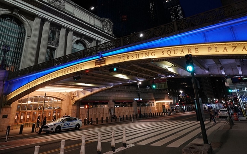 New York Grand Central Terminal Bridge Blue Gold