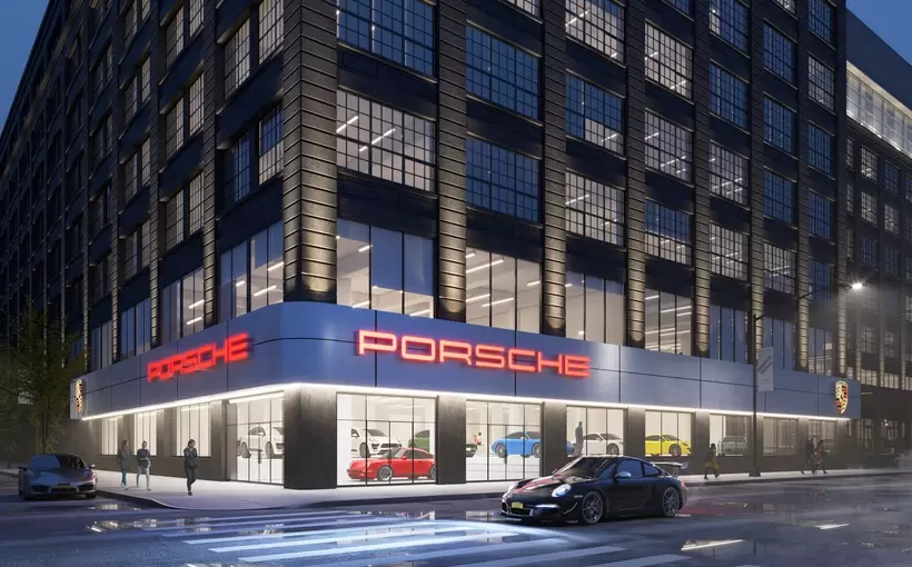 New York Industry City Porsche showroom rendering
