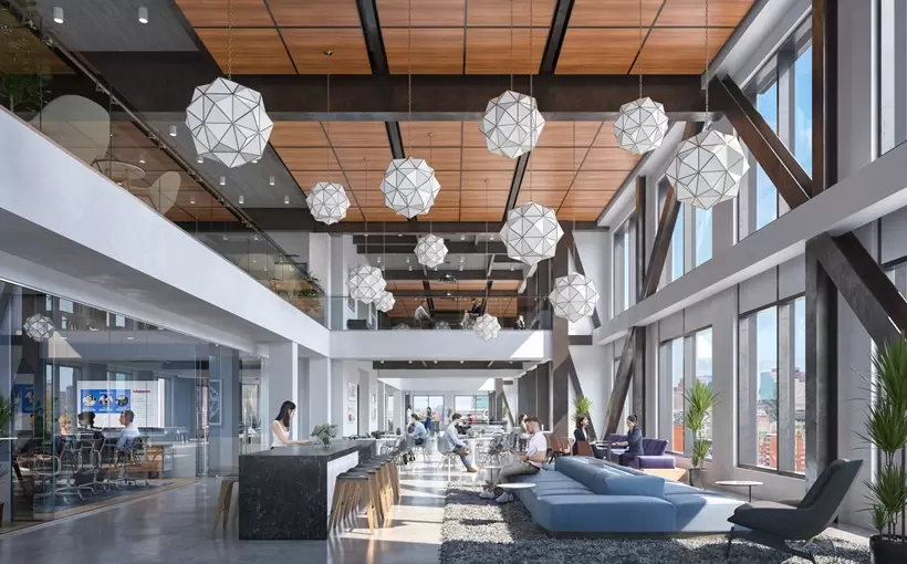 40 Thorndike offices lobby rendering East Cambridge MA
