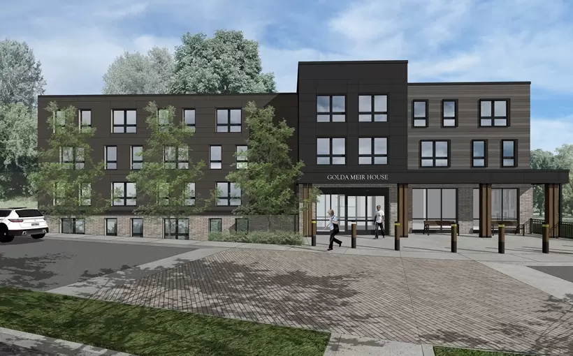 recent expansion of seniors housing in Newton MA by Masshousing. Rendering o Golda Meir House is attached