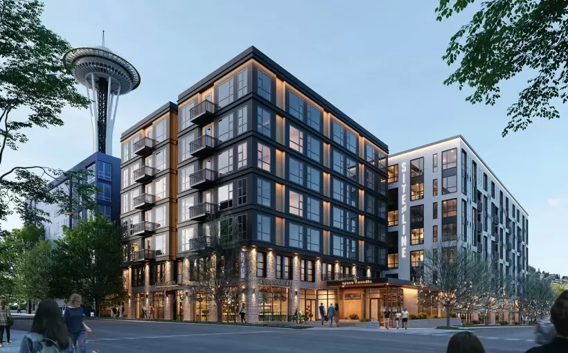 Siteline, an eight-story mixed-use building located next to Seattle Center