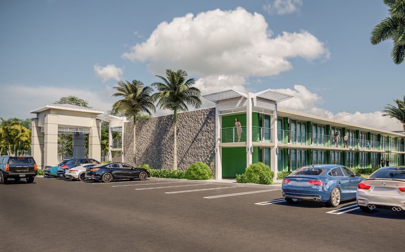 Architectural rendering of a hotel to be converted into affordable housing in Kissimmee, FL, near Walt Disney World Resort