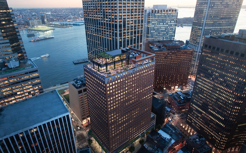 100 Pearl Street Manhattan aerial view Photo credit GFP Real Estate