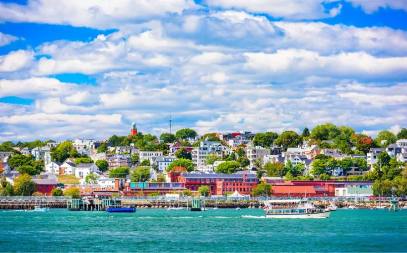 Coastal city scape as viewed from a distant boat