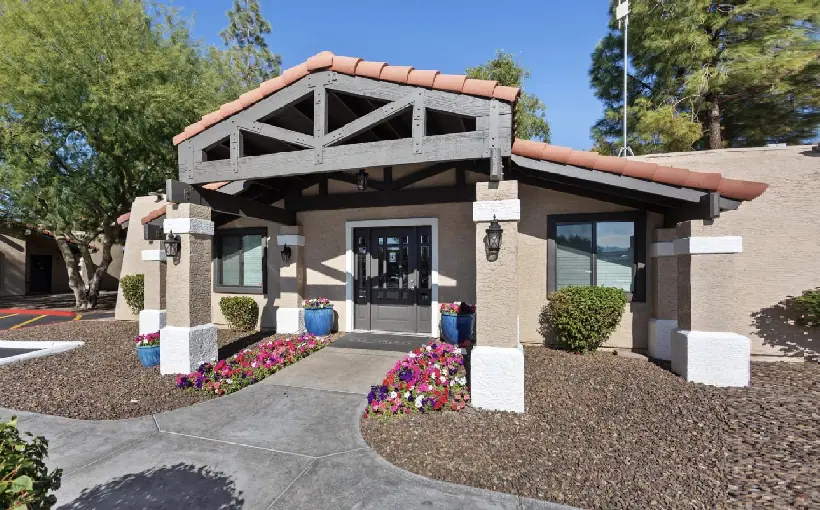 A view of the Casitas at Palm Valley apartments, from its website.