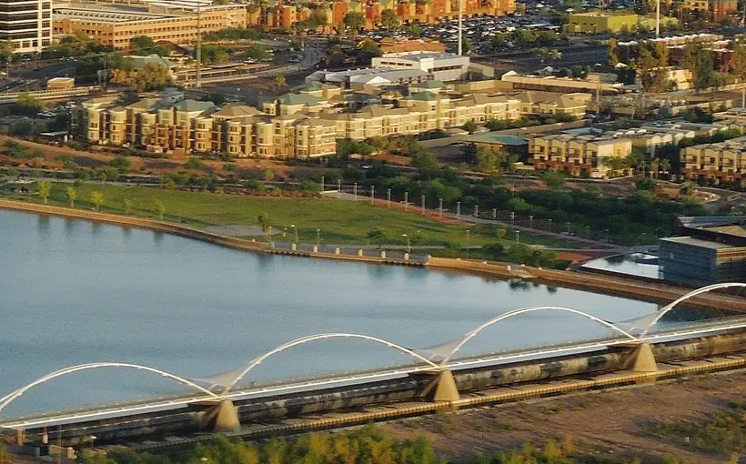 An aerial view of a portion of Lake Tempe