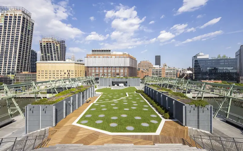 New York City’s largest rooftop open space has opened at the Pier 57 redevelopment by a joint venture of RXR, Young Woo and the Baupost Group