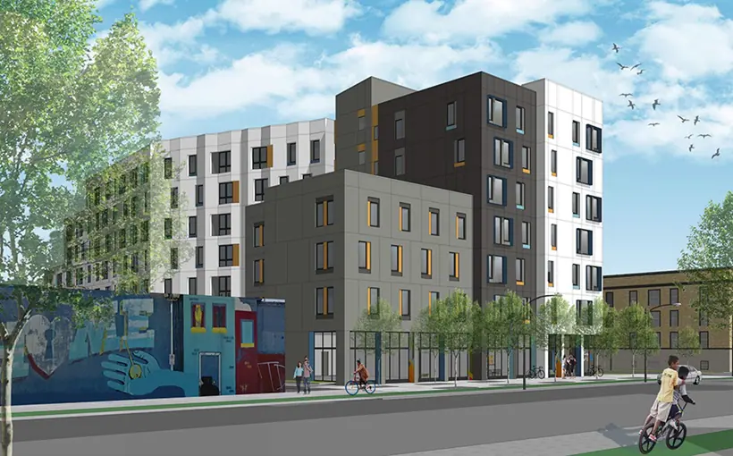 Emmett Street Apartments, a 100% affordable complex developed by Bickerdike Redevelopment, has opened on Chicago's northwest side