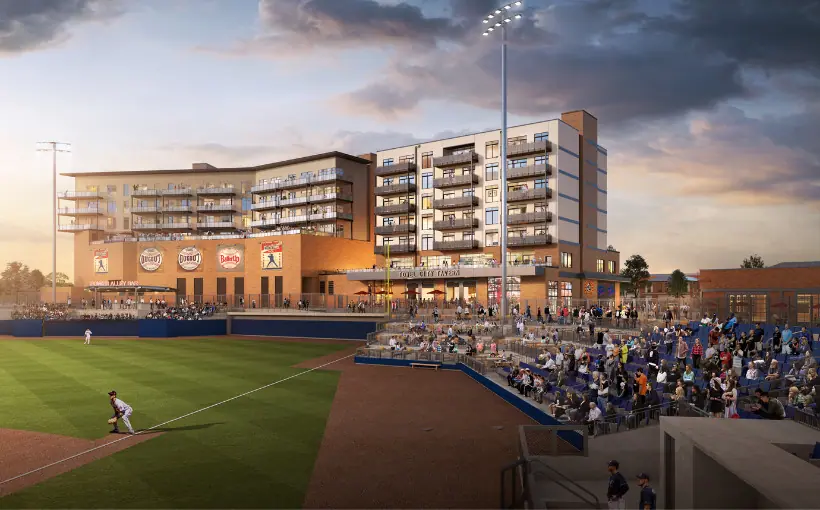 Summit Design + Build is building a multifamily project overlooking the Kannapolis Cannon Ballers’ Atrium Health Ballpark in Kannapolis, NC.