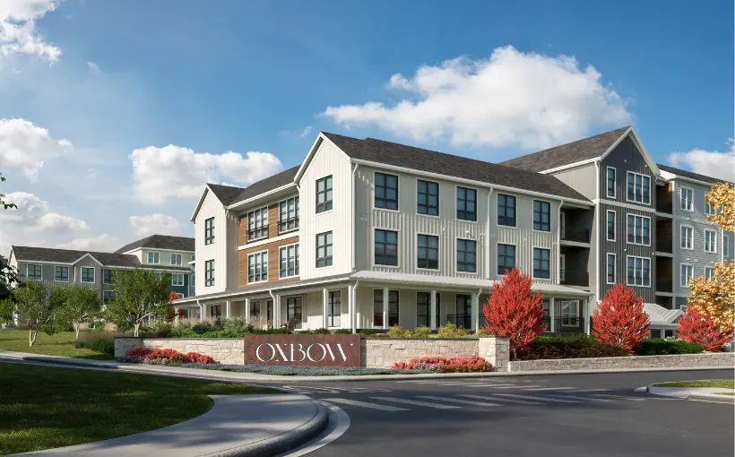 Atlanta-based Wood Partners has completed Alta Oxbow apartments near the Sudbury River in Wayland, MA.