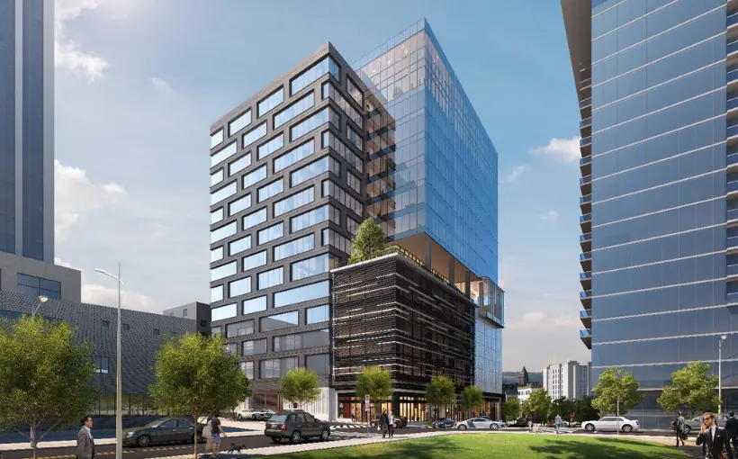 The 16-story Moore Building office tower has topped out in Nashville, TN.