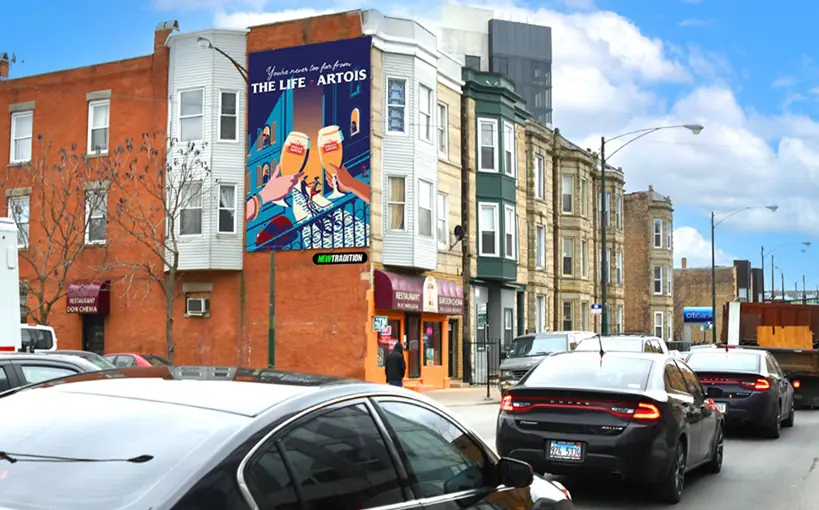Project Outdoor has put up wall spectaculars and bulletin displays in Chicago neighborhoods such as Logan Square