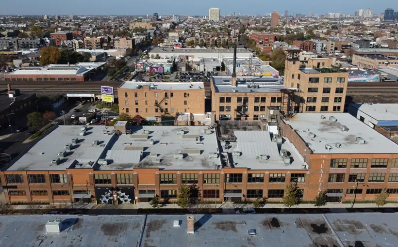 The historic Auxiliary Building at 1550 W Carroll Ave in Chicago was recently renovated into high-end loft office space