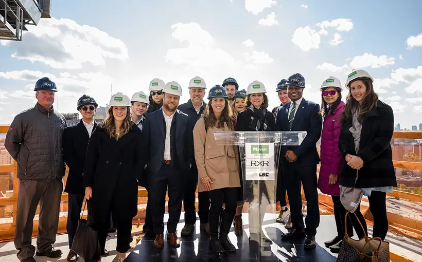RXR topped out construction at Maven, a residential project in the Bronx's Mott Haven neighborhood