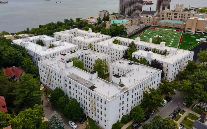 Seaview Estates is a four-building affordable apartment complex on the Staten Island waterfront