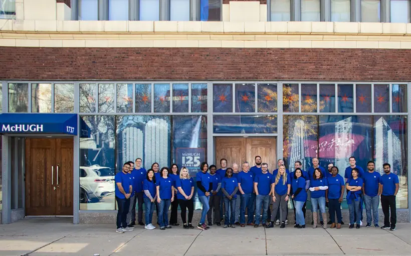 McHugh Construction has marked its 125-year anniversary by donating $125,000 to a variety of organizations and installing commemorative window displays at its Chicago headquarters