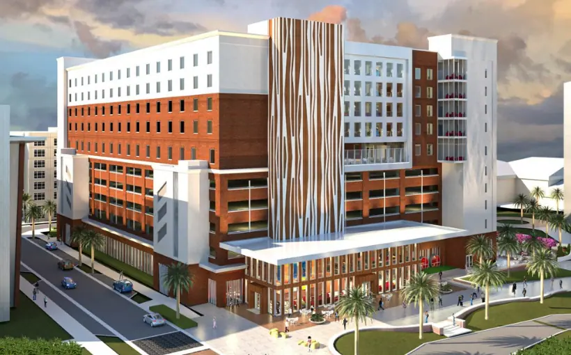 The University of Tampa has started has started construction on a 10-story, 460,000-square-foot multipurpose building with student residences and student affairs offices.
