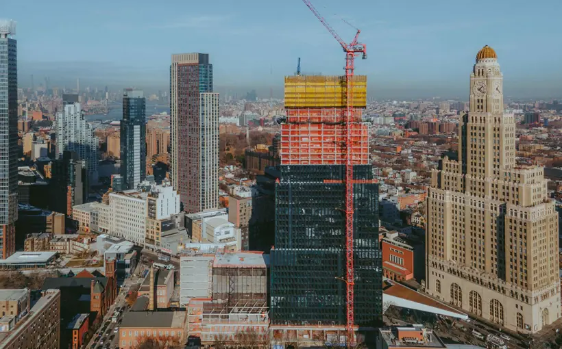 Alloy Development has topped out at 100 Flatbush in Brooklyn, reportedly the first all-electric skyscraper in New York City