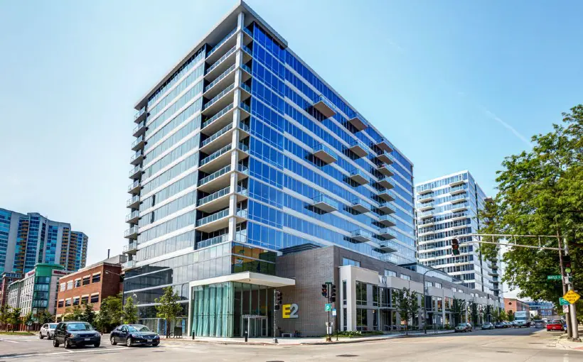 JLL is marketing E2, an Evanston, IL apartment property that could sell for more than $150 million, a record for the Chicago suburbs