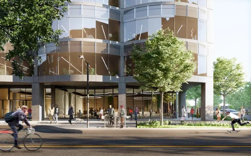 Sterling Bay unveiled a revised design for the first phase of its residential project at 1300 W. Carroll Ave. in Chicago, with more green space