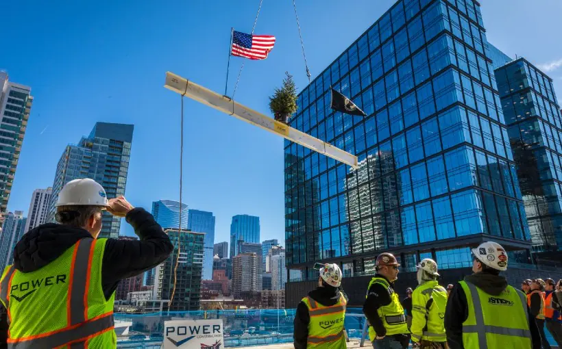 CHI 360 North Green topping out March 2023 Sterling Bay