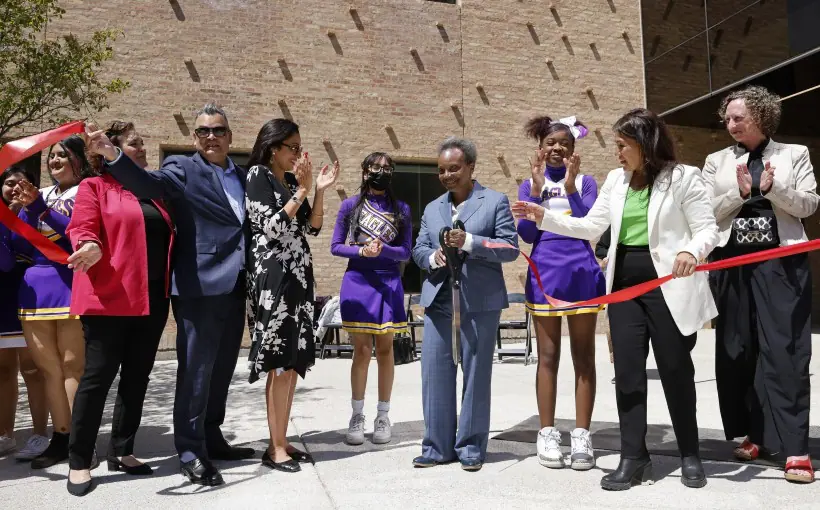 City officials and community leaders cut the ribbon on the new headquarters of Chicago Park District on the city's South Side