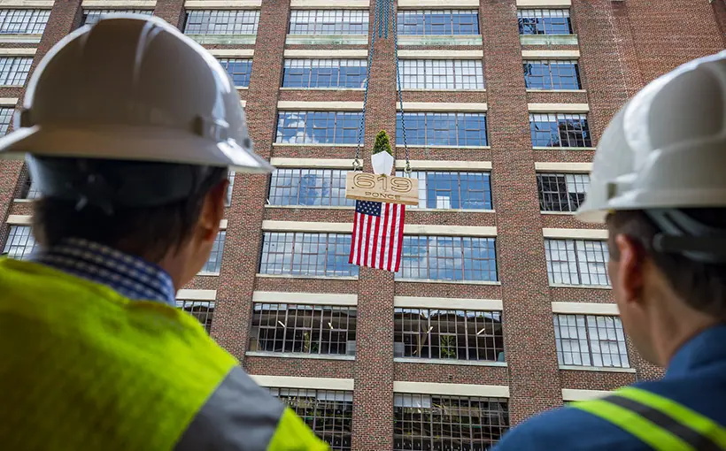 619 Ponce, a four-story mass timber office building at Atlanta’s Ponce City Market has topped out