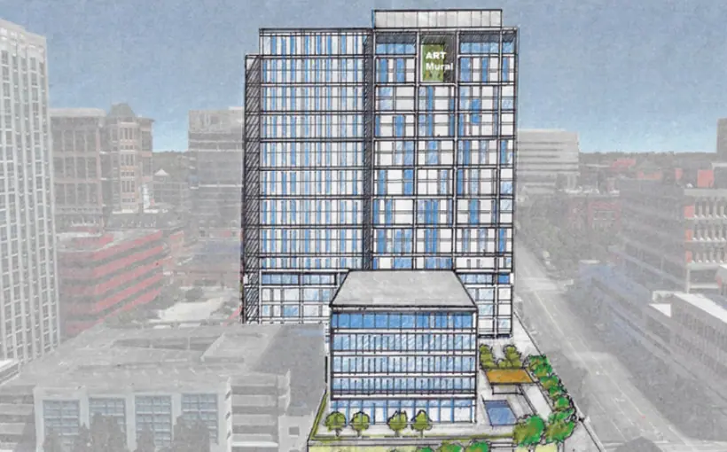 A Kansas City developer plans to build a $106 million high-rise apartment tower on prime real estate in the St. Louis suburb of Clayton, Missouri