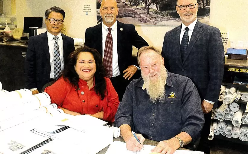 CA 3rd & Broadway Promenade development agreement signing Santa Ana