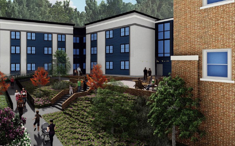 BOS Baldwinville School Apartments courtyard