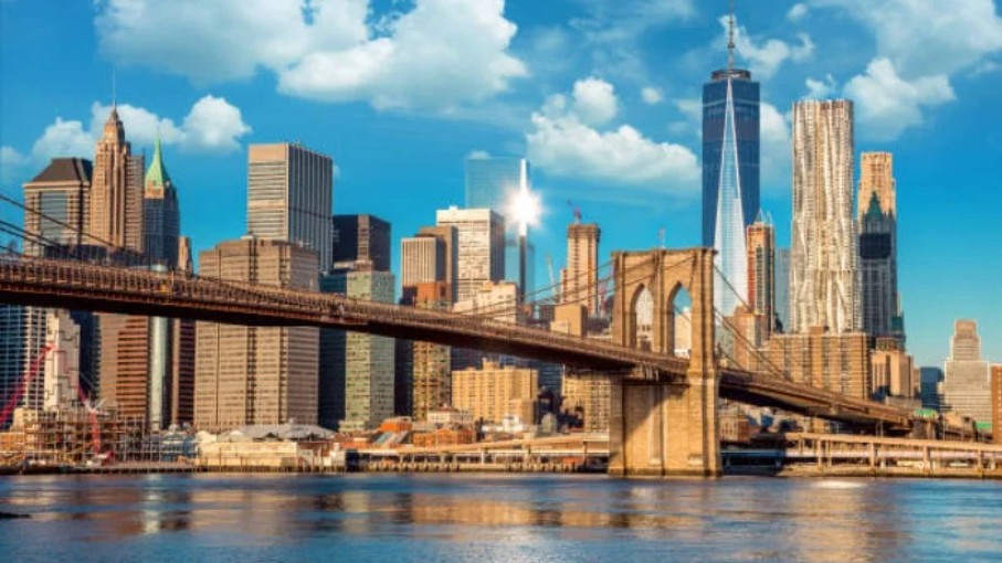 NY Lower Manhattan skyline with Brooklyn Bridge resized