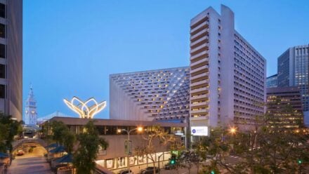 CA Hyatt Regency San Francisco exterior at dusk